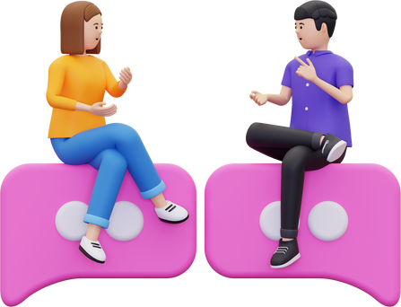 3d Young couple discuss together Illustration